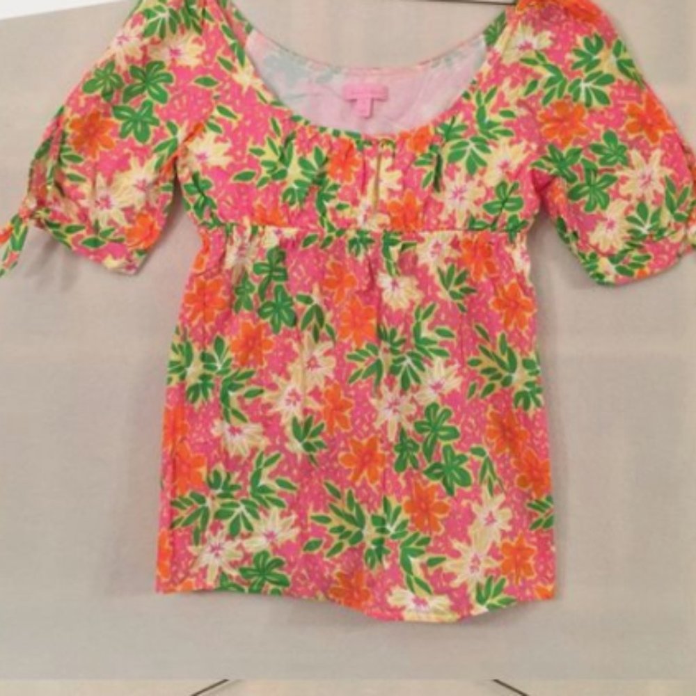 Lilly Pulitzer 6 Amaya Peasant Top Floral NWOT